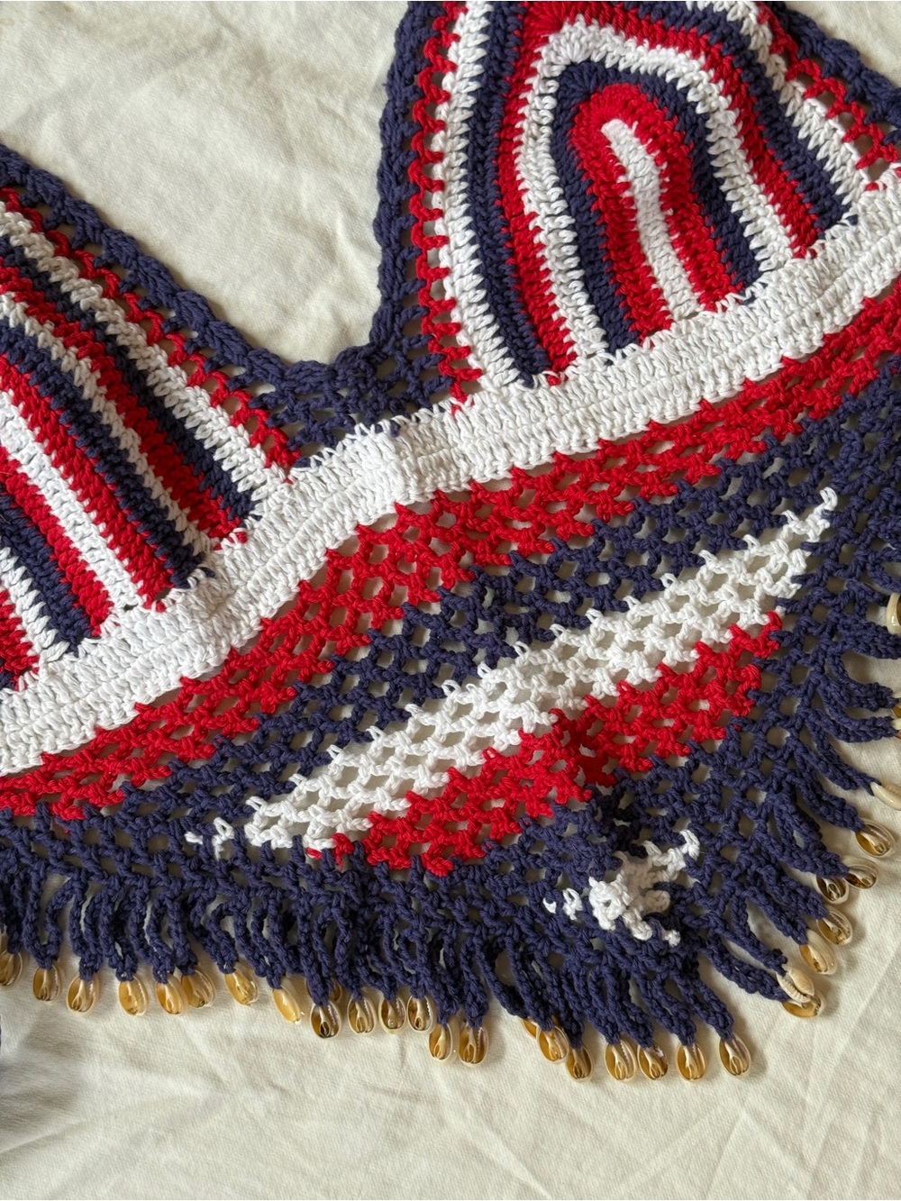 Handmade Crochet Bralette Top in Red, White & Blue